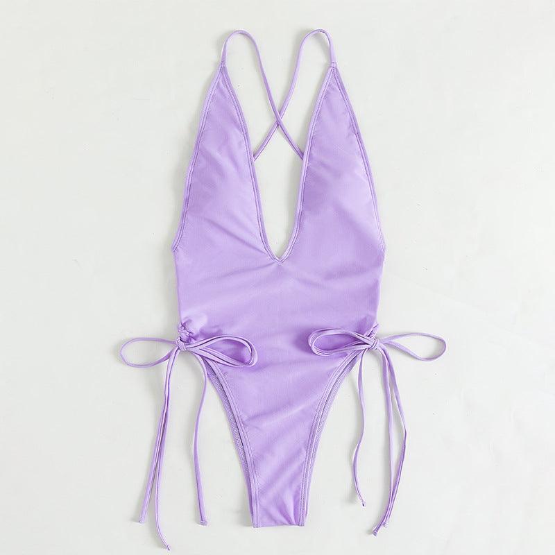 Ladies Solid Color Halter Neck Bikini Set RFD2109