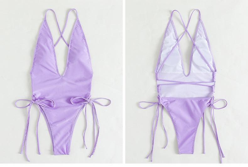Ladies Solid Color Halter Neck Bikini Set RFD2109