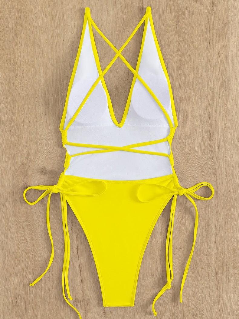Ladies Solid Color Halter Neck Bikini Set RFD2109