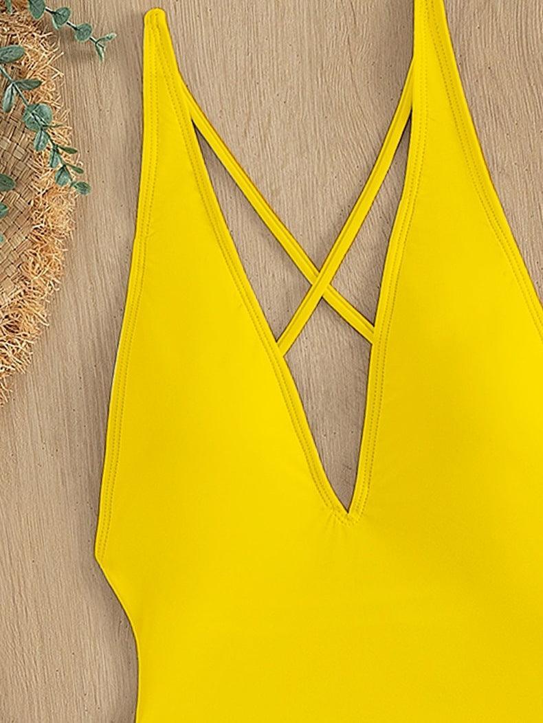 Ladies Solid Color Halter Neck Bikini Set RFD2109