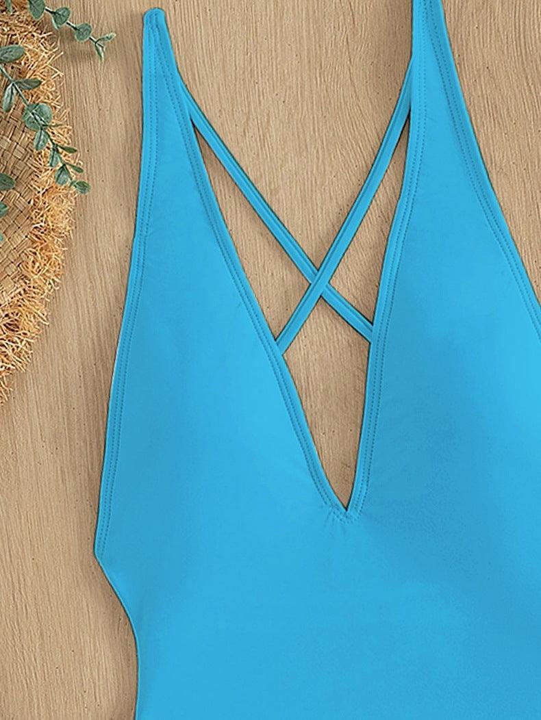 Ladies Solid Color Halter Neck Bikini Set RFD2109