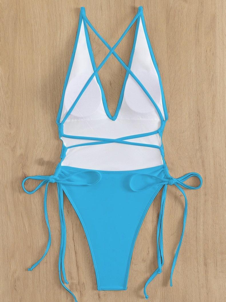 Ladies Solid Color Halter Neck Bikini Set RFD2109