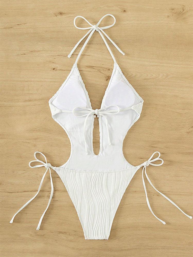 Ladies Solid Color Halter Neck Bikini Set RFD8298