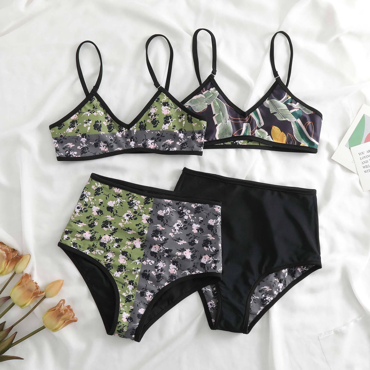 Ladies Spaghetti Strap Bikini Set with Skirt Cover Y106