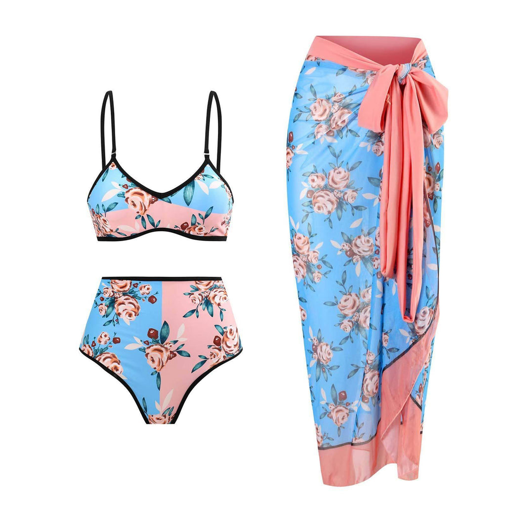 Ladies Spaghetti Strap Bikini Set with Skirt Cover Y106