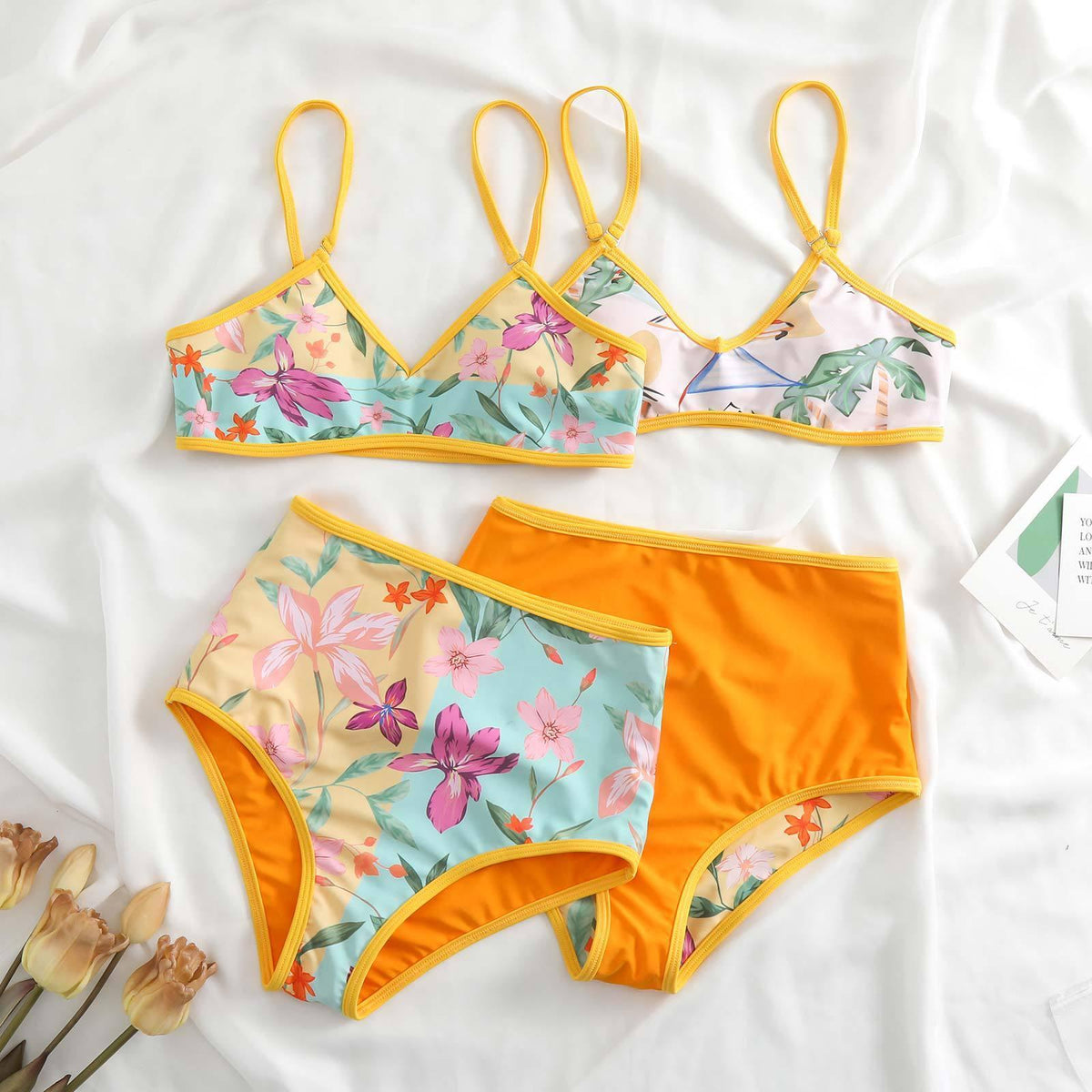 Ladies Spaghetti Strap Bikini Set with Skirt Cover Y106