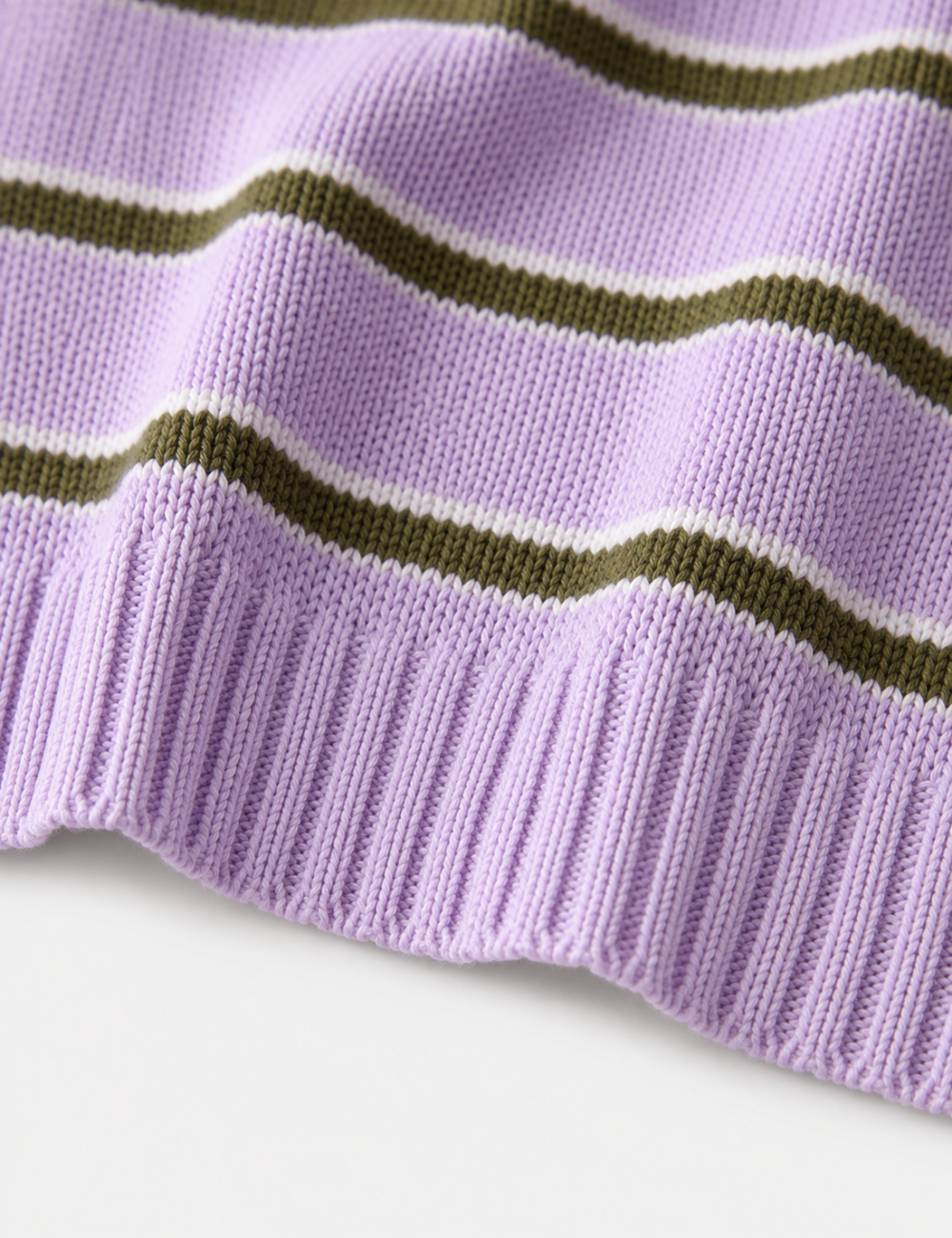 Ladies Horizontal Stripes Crew Neck Short Sleeve Knit Top