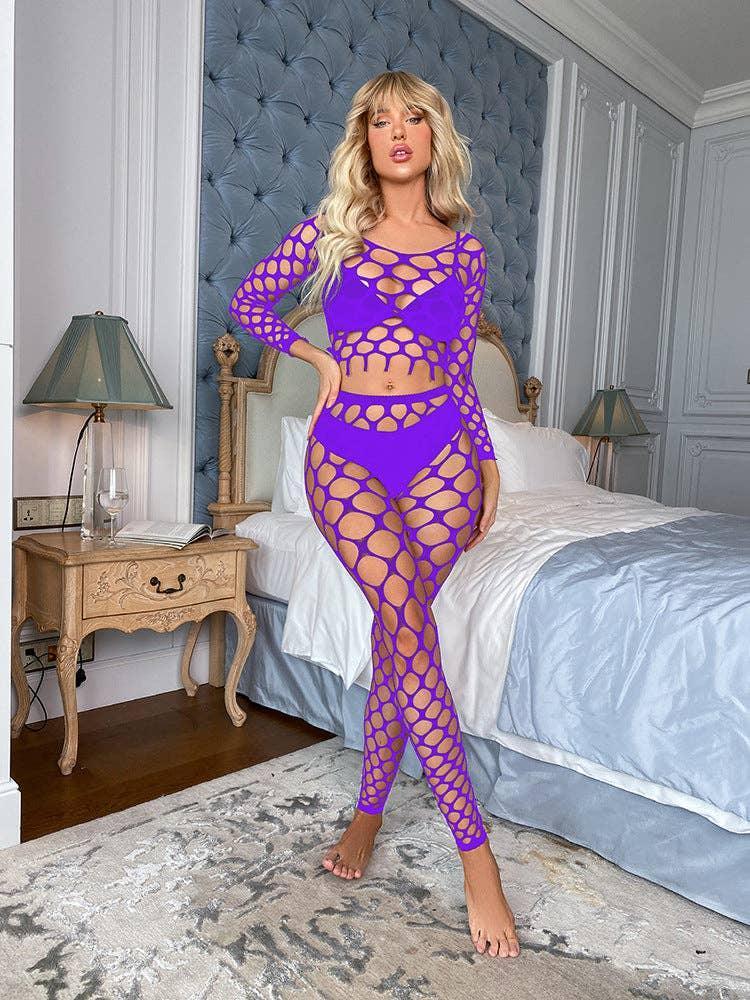 Long Sleeves Lingerie Set Fishnet Bodystocking