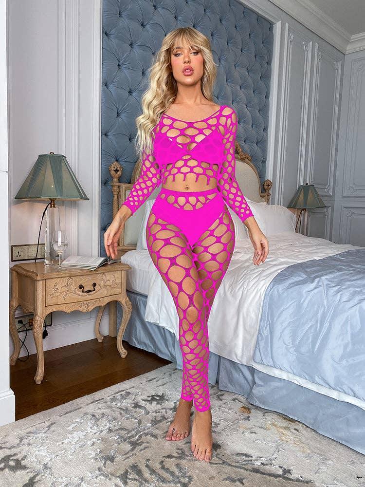 Long Sleeves Lingerie Set Fishnet Bodystocking