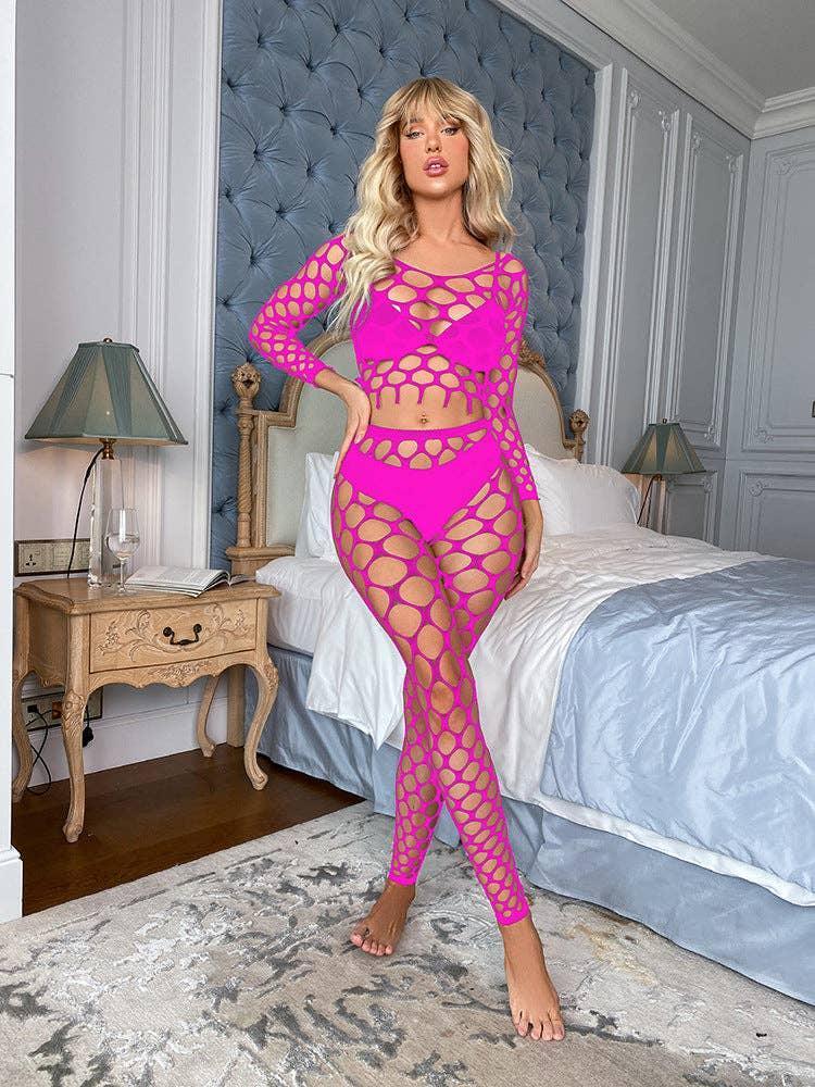 Long Sleeves Lingerie Set Fishnet Bodystocking
