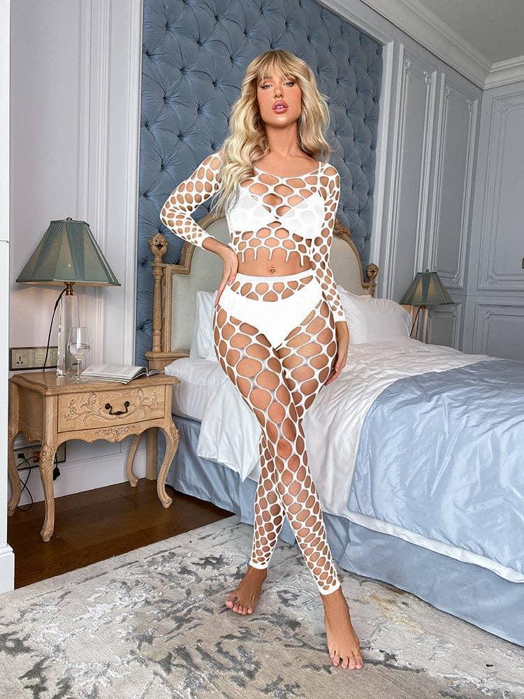 Long Sleeves Lingerie Set Fishnet Bodystocking