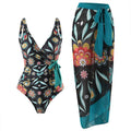 Multicolor Floral Print One Piece Swimweai with Cover