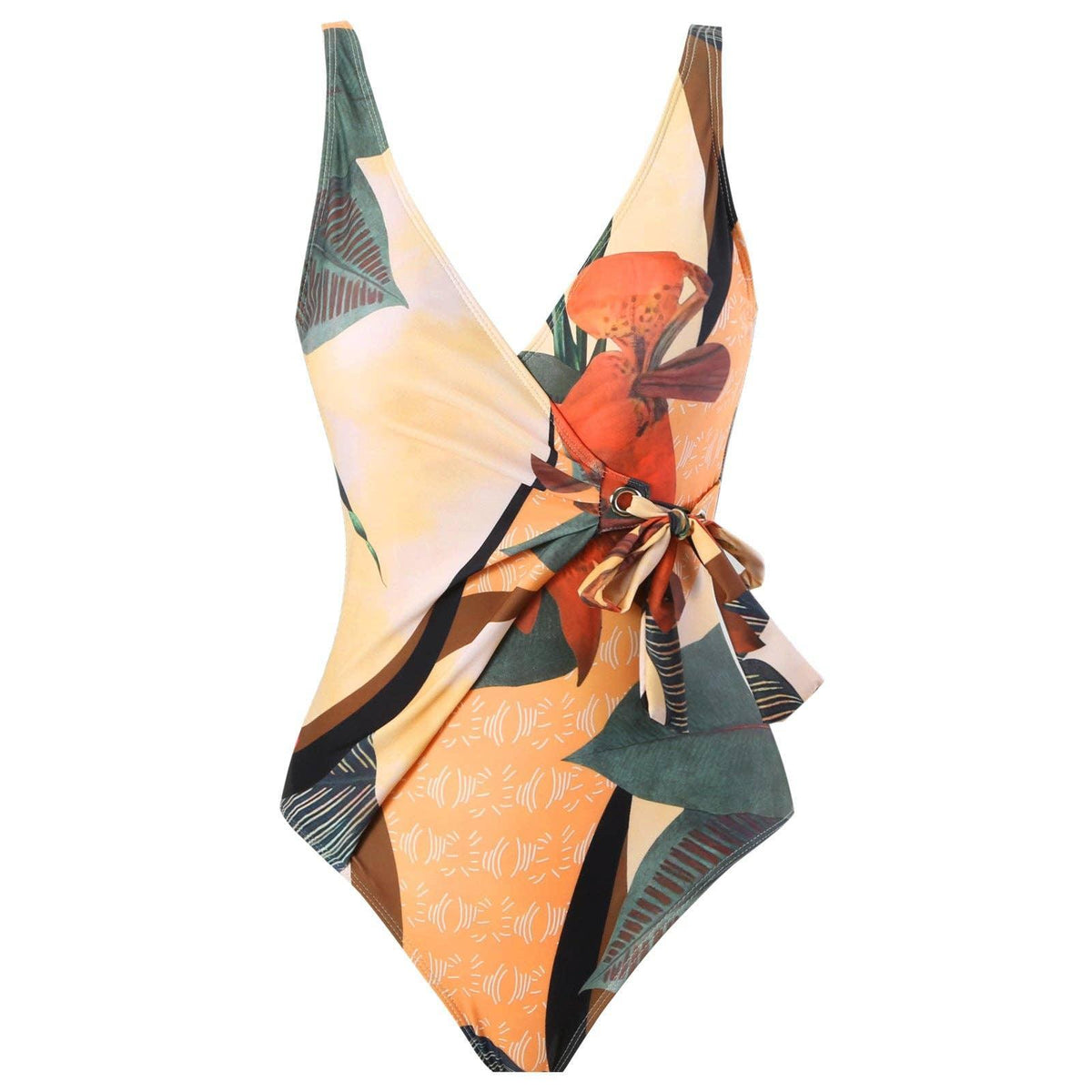 Multicolor Floral Print One Piece Swimweai with Cover