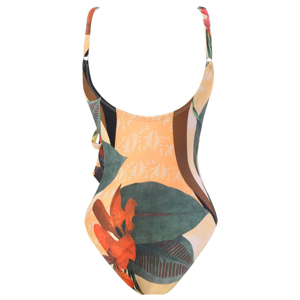 Multicolor Floral Print One Piece Swimweai with Cover