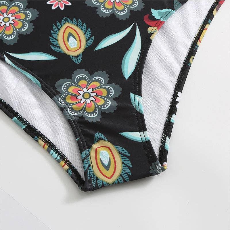 Multicolor Floral Print One Piece Swimweai with Cover