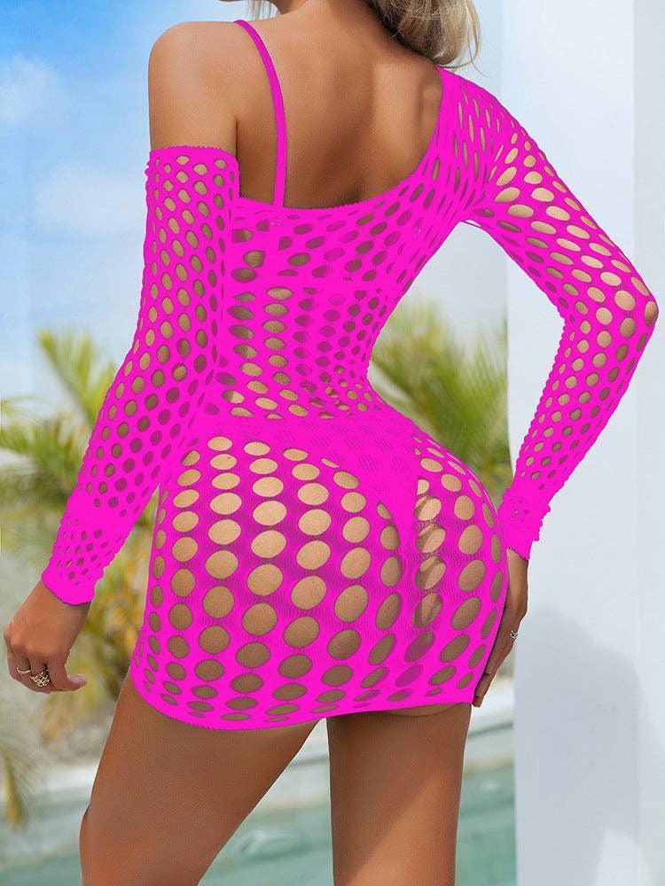 Off Shoulder See Through Hip Wrap Bodystocking