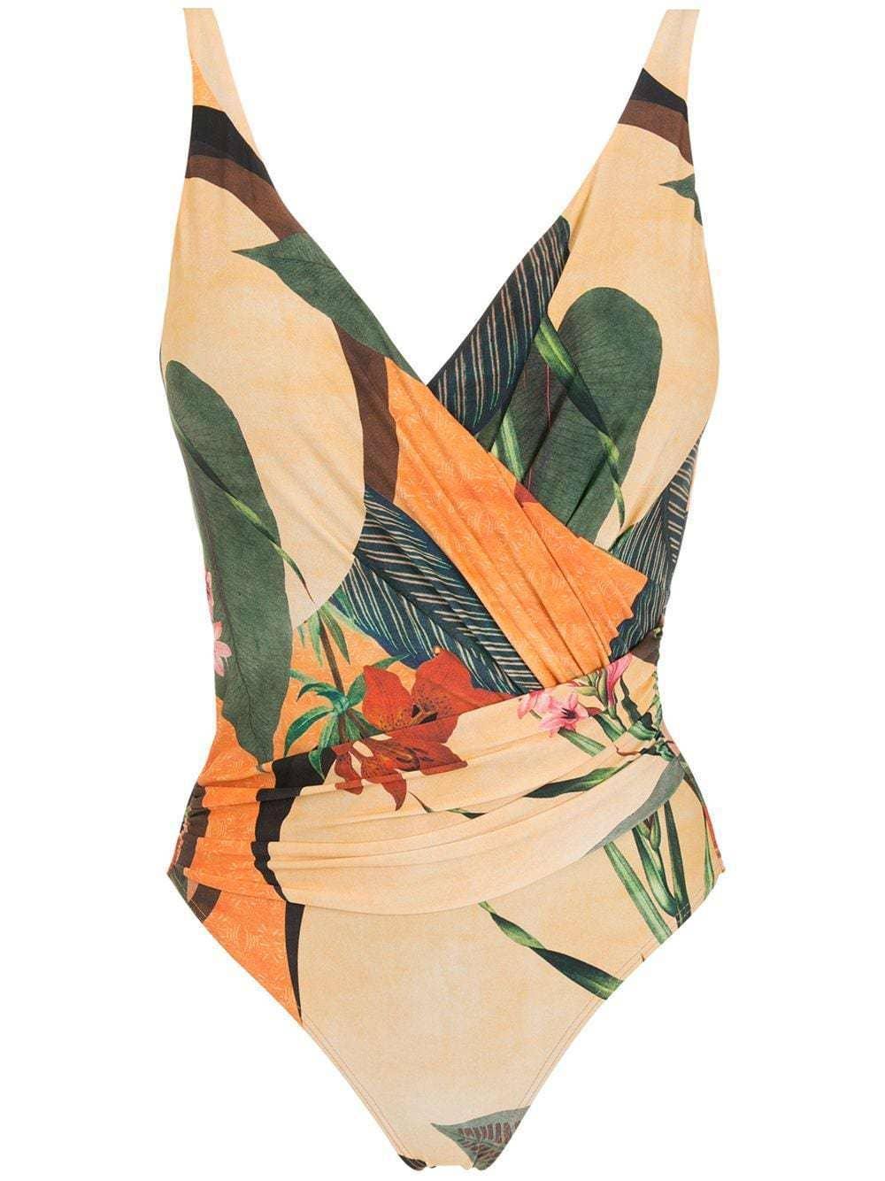 Open Back Wrap Front One Piece Swimsuit with Cover Up