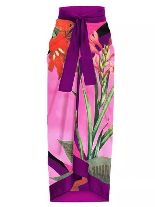 Open Back Wrap Front One Piece Swimsuit with Cover Up