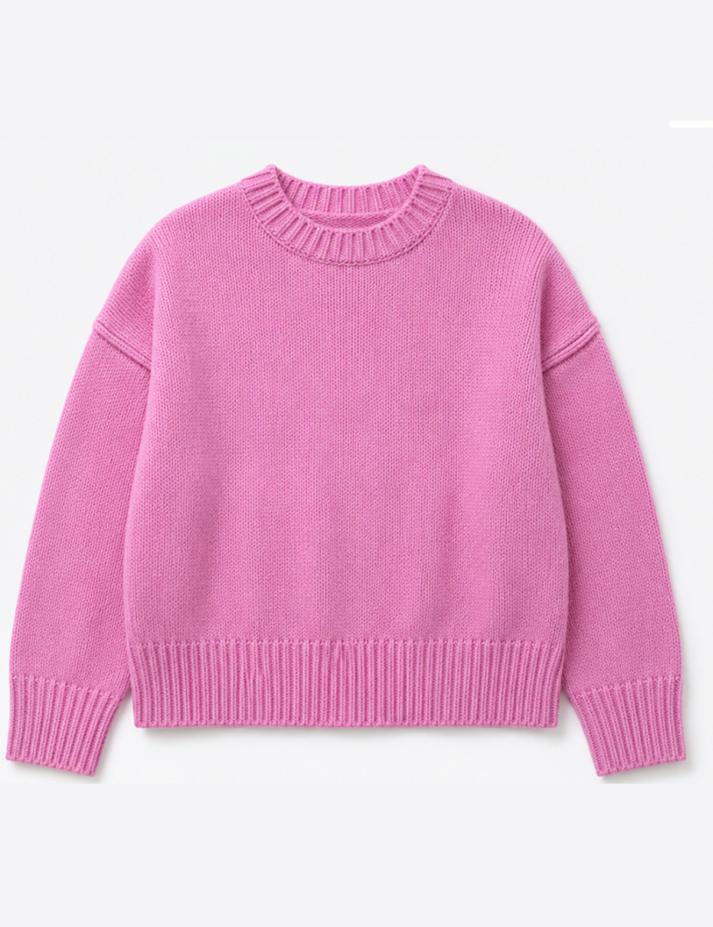 Ladies Crew Neck Cropped Knit Sweater