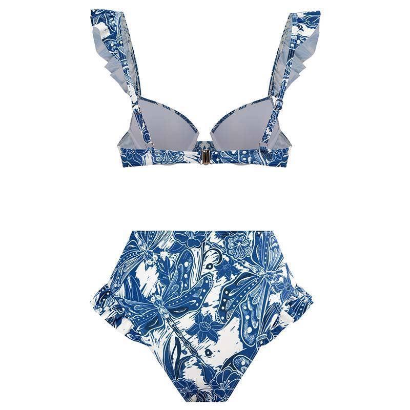 Ruffle Shoulder and Bottom 2PCS Bikini Set with Wrap