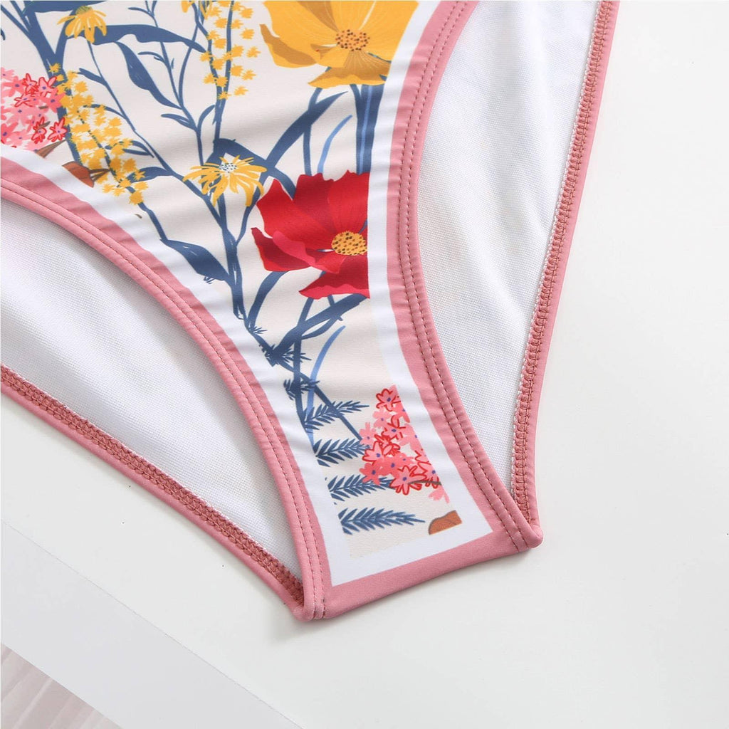 Ruffle Shoulder One Piece Swimsuit with Sarong Wrap Up
