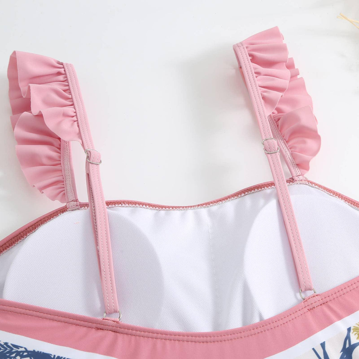 Ruffle Shoulder One Piece Swimsuit with Sarong Wrap Up