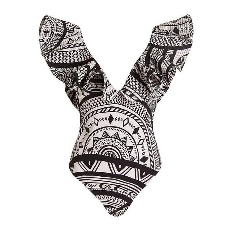 Ruffle Shoulder One Piece Swimwear 2523