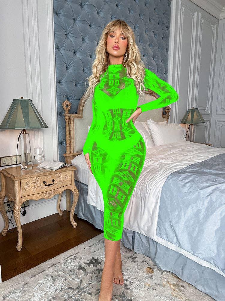 See Through Hollow Out Lingerie Dress Bodystocking W573