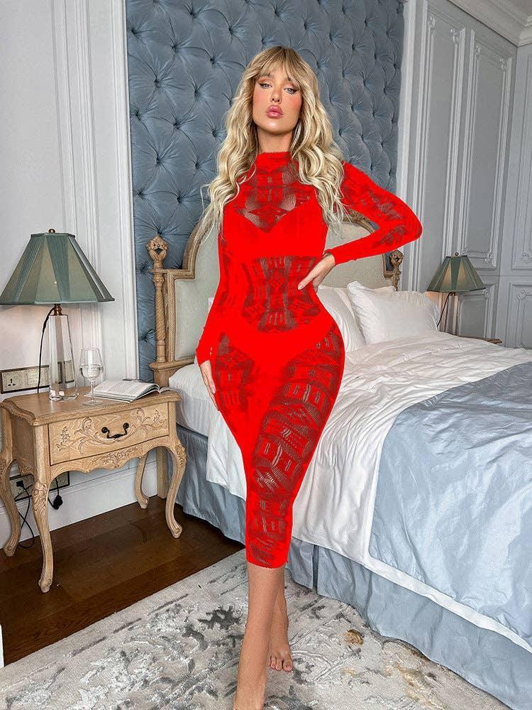 See Through Hollow Out Lingerie Dress Bodystocking W573