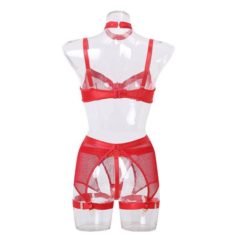 See Through Lingerie Set with Garter Belt