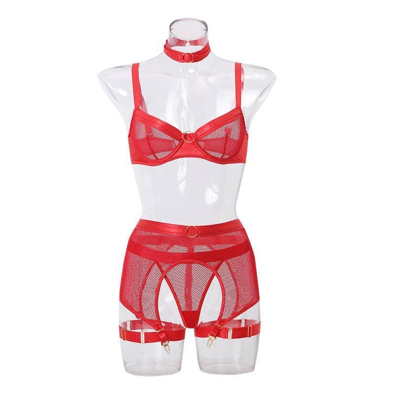 See Through Lingerie Set with Garter Belt