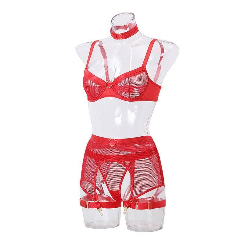 See Through Lingerie Set with Garter Belt