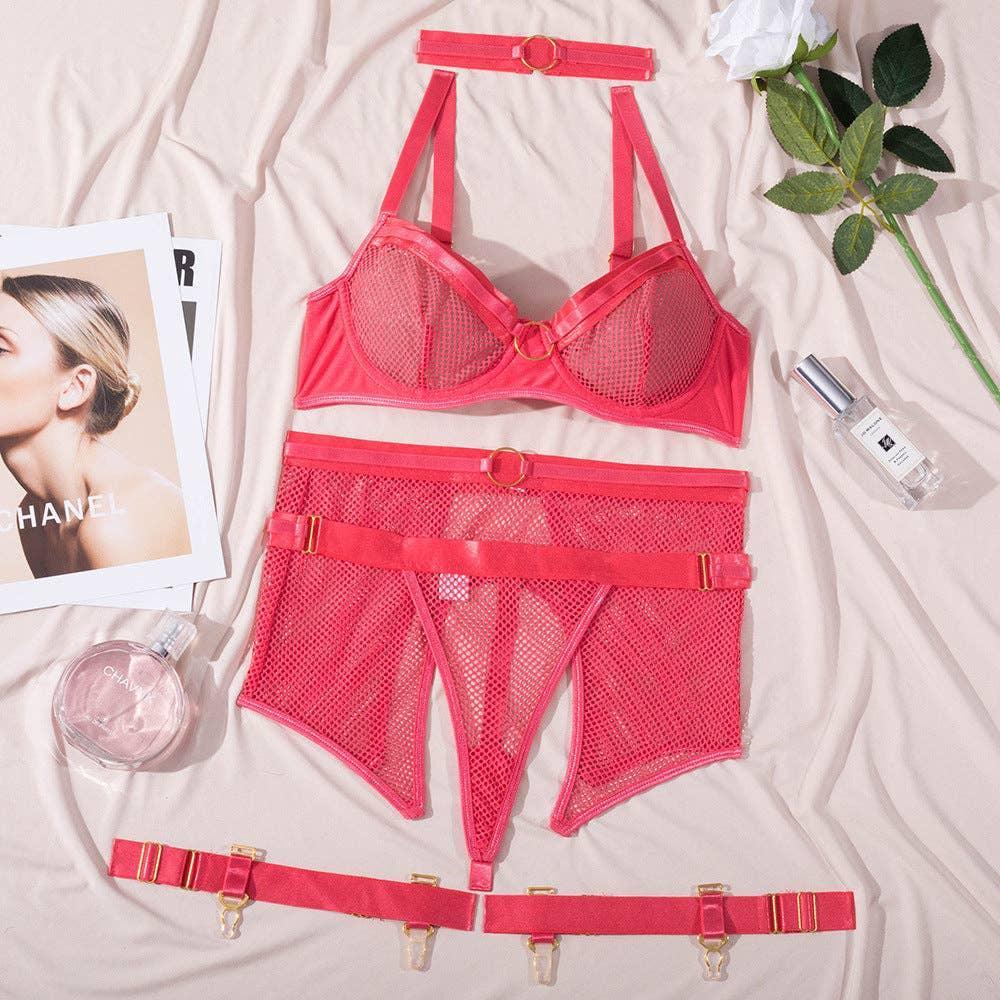 See Through Lingerie Set with Garter Belt