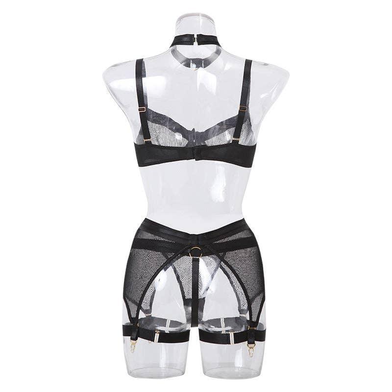 See Through Lingerie Set with Garter Belt