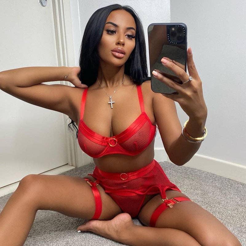 See Through Lingerie Set with Garter Belt