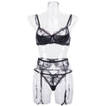 Sexy Embroidery Lingerie Set with Garter Belt CQX0523