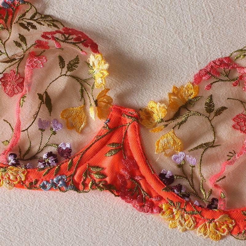 Sexy Floral Embroidery Lingerie Set