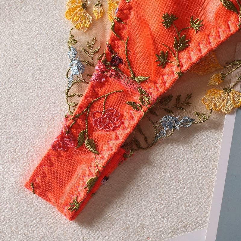 Sexy Floral Embroidery Lingerie Set