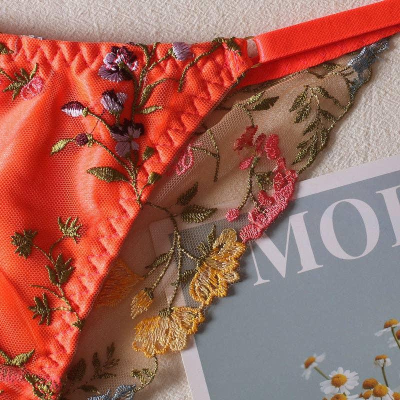 Sexy Floral Embroidery Lingerie Set