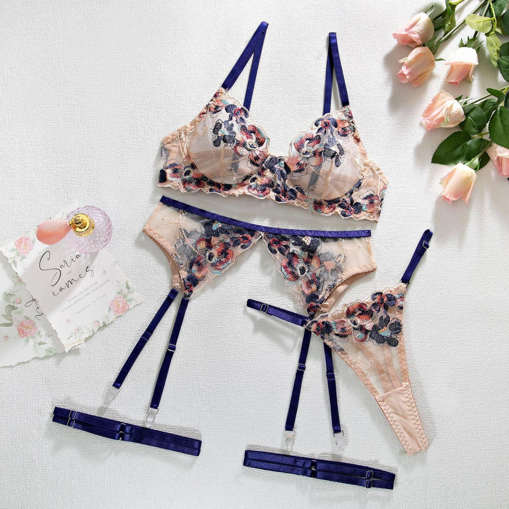 Sexy Floral Embroidery Lingerie Set