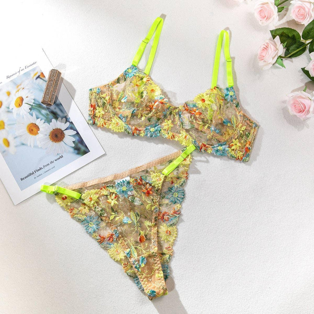 Sexy Floral Embroidery Lingerie Set
