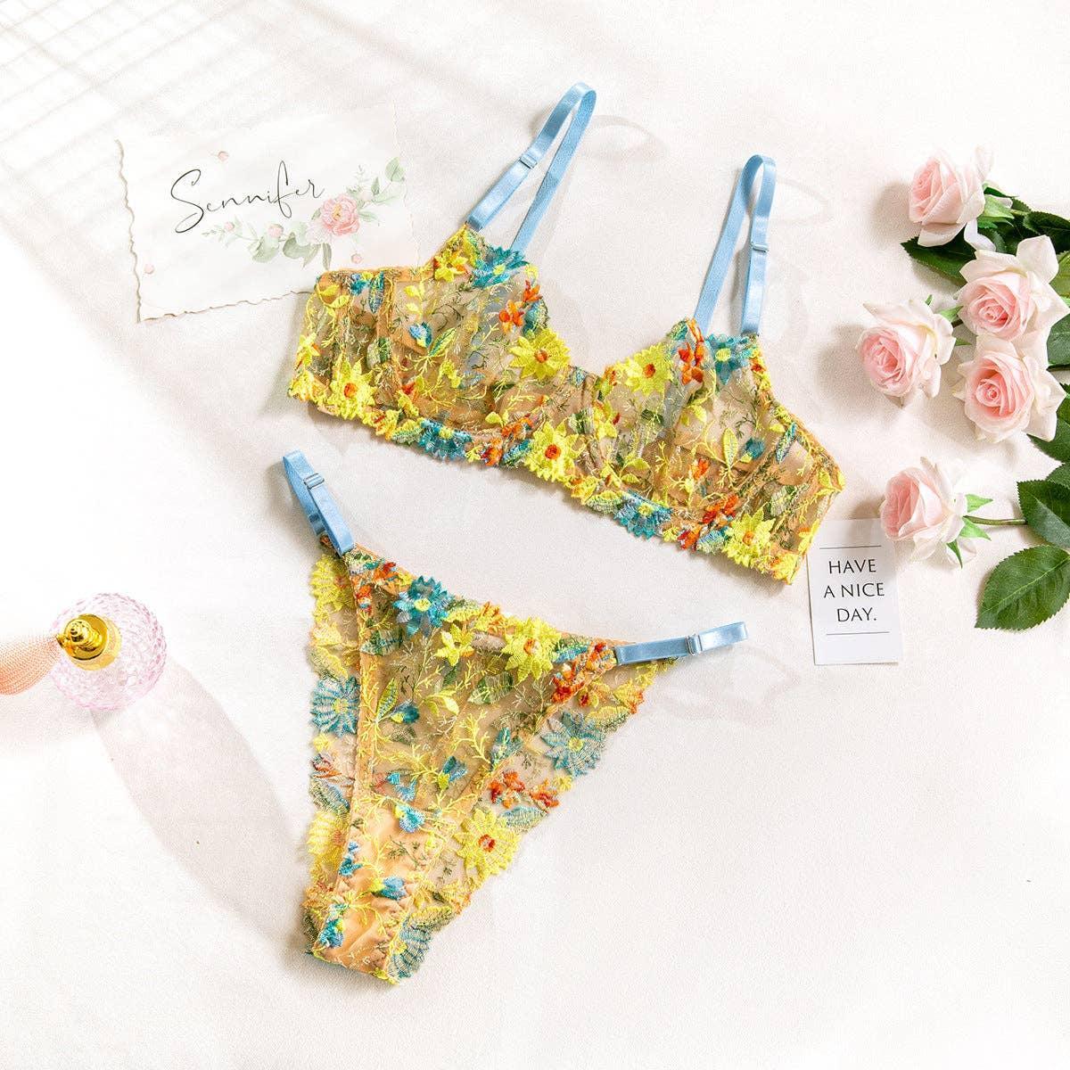 Sexy Floral Embroidery Lingerie Set