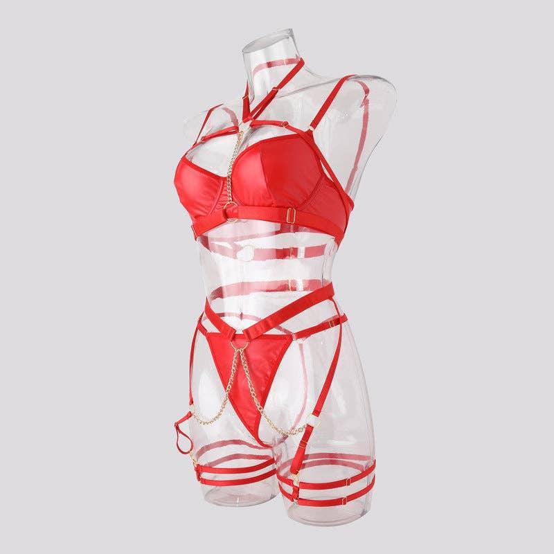 Sexy Solid Color Sexy Lingerie Set with Garter