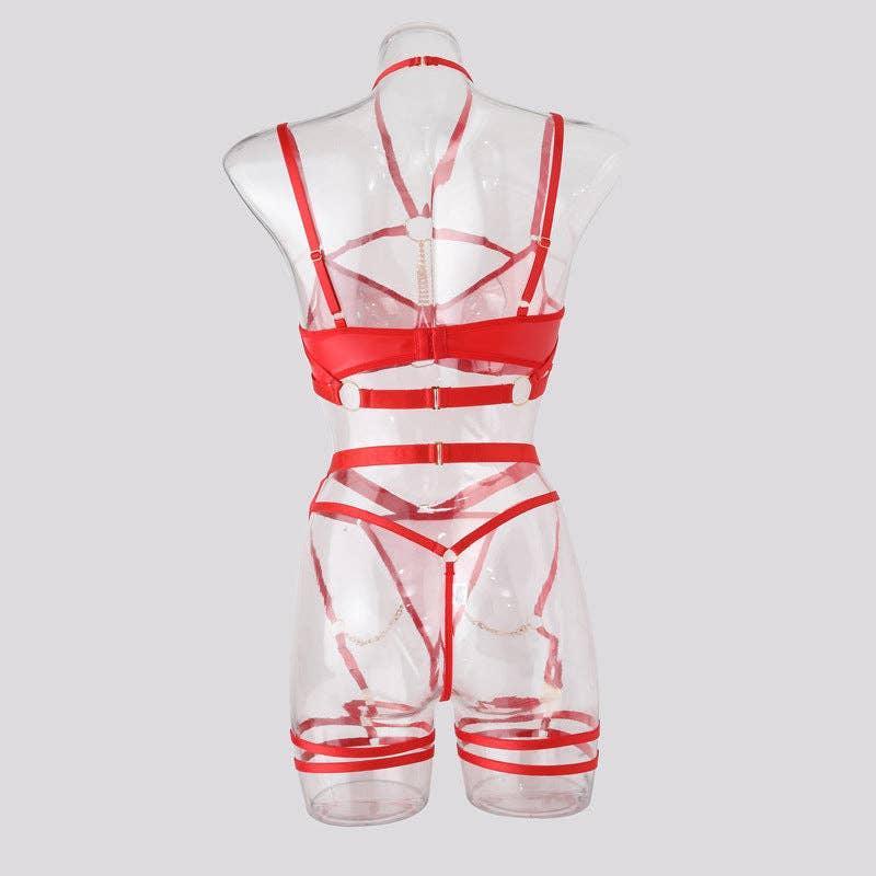 Sexy Solid Color Sexy Lingerie Set with Garter