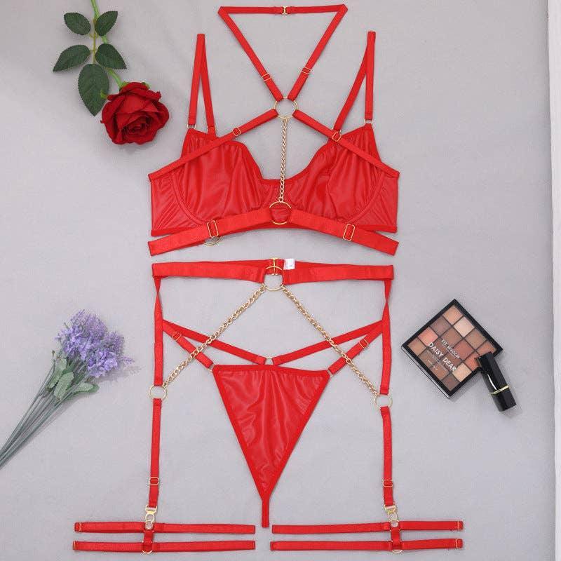 Sexy Solid Color Sexy Lingerie Set with Garter