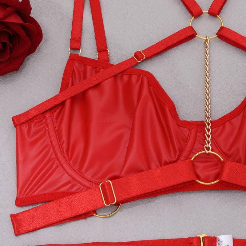 Sexy Solid Color Sexy Lingerie Set with Garter