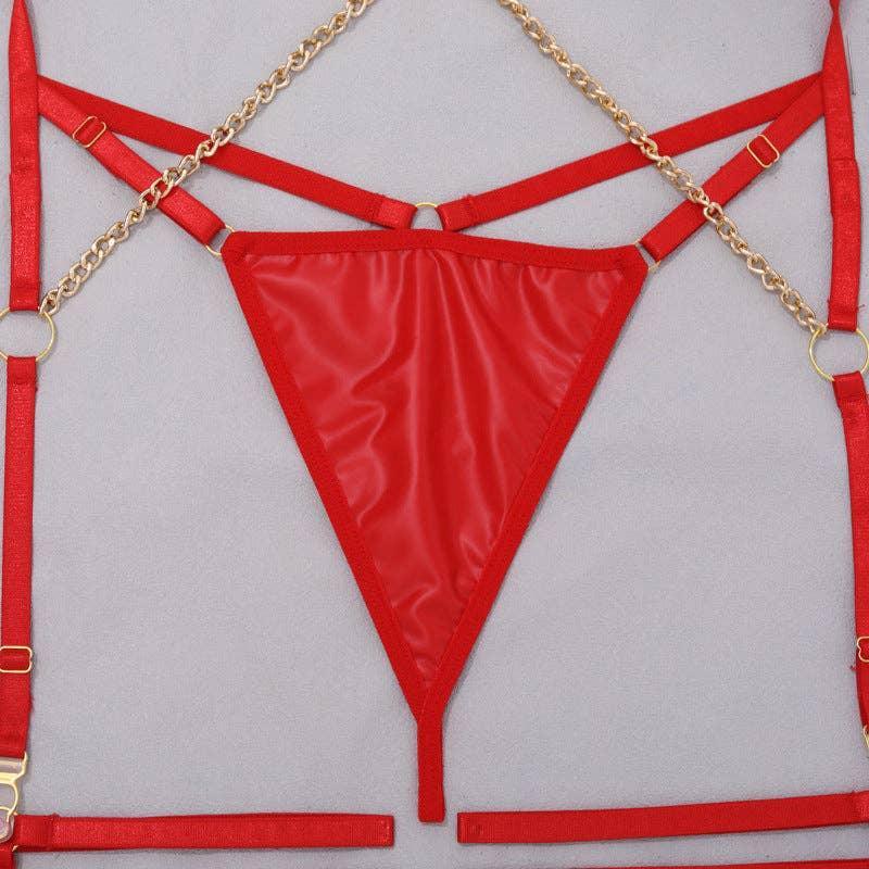 Sexy Solid Color Sexy Lingerie Set with Garter