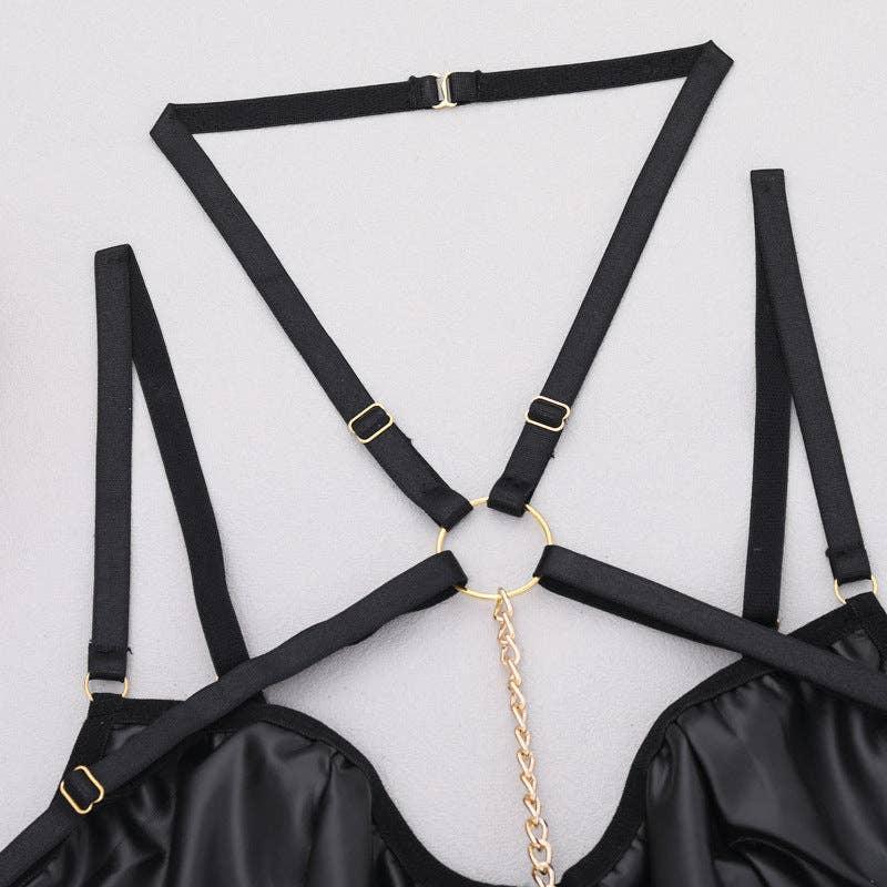 Sexy Solid Color Sexy Lingerie Set with Garter