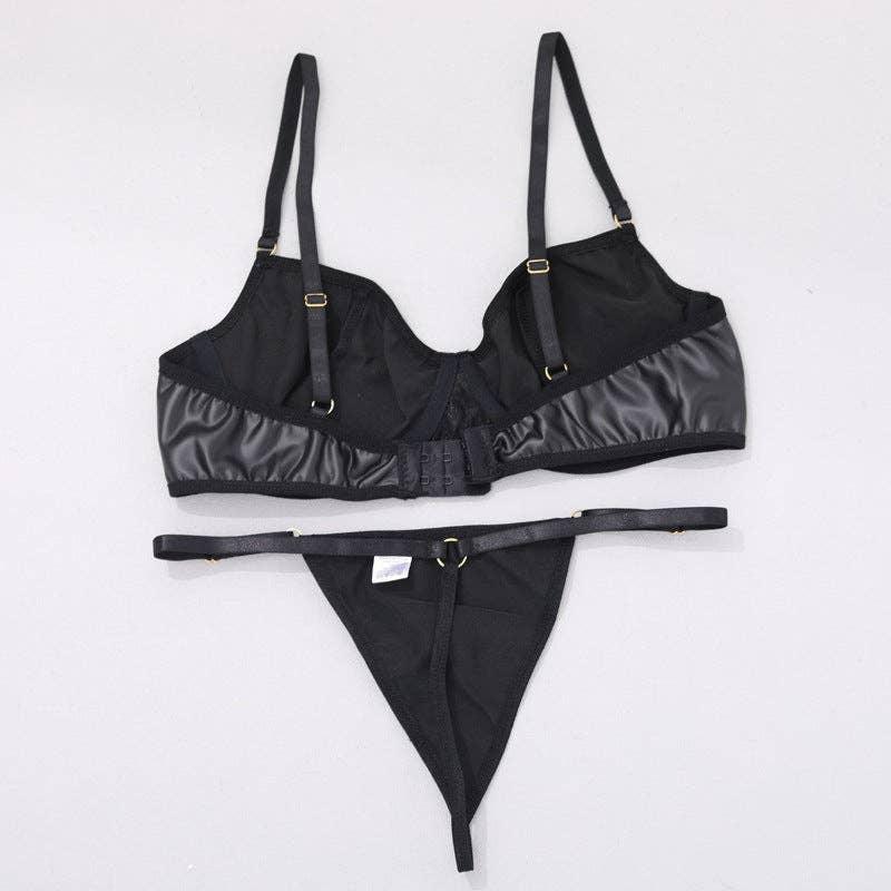 Sexy Solid Color Sexy Lingerie Set with Garter
