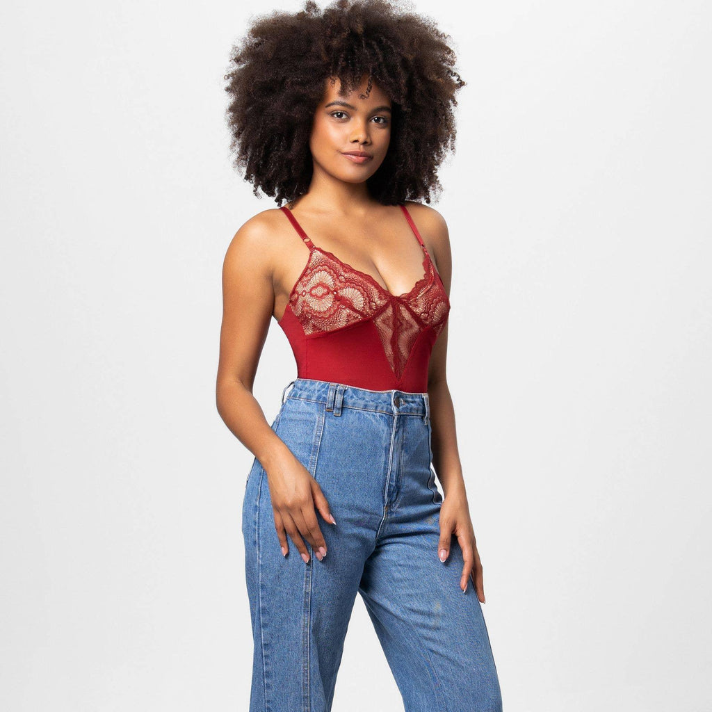 Sexy Solid Color Teddy Lace Lingerie Bodysuit